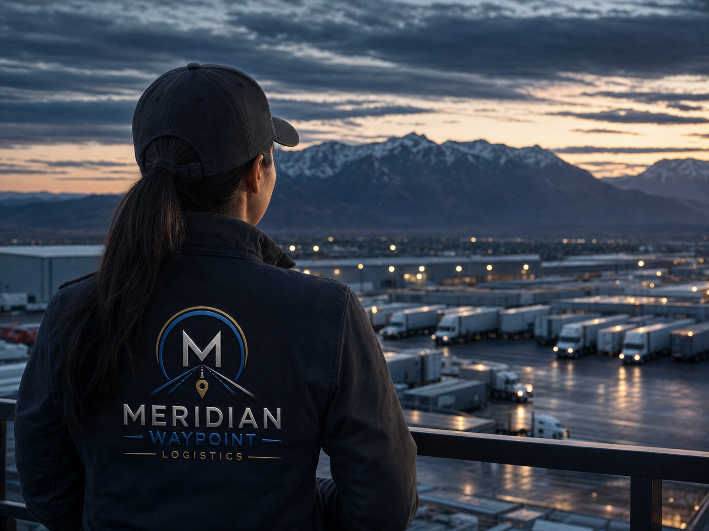 Logistics professional overlooking freight operations